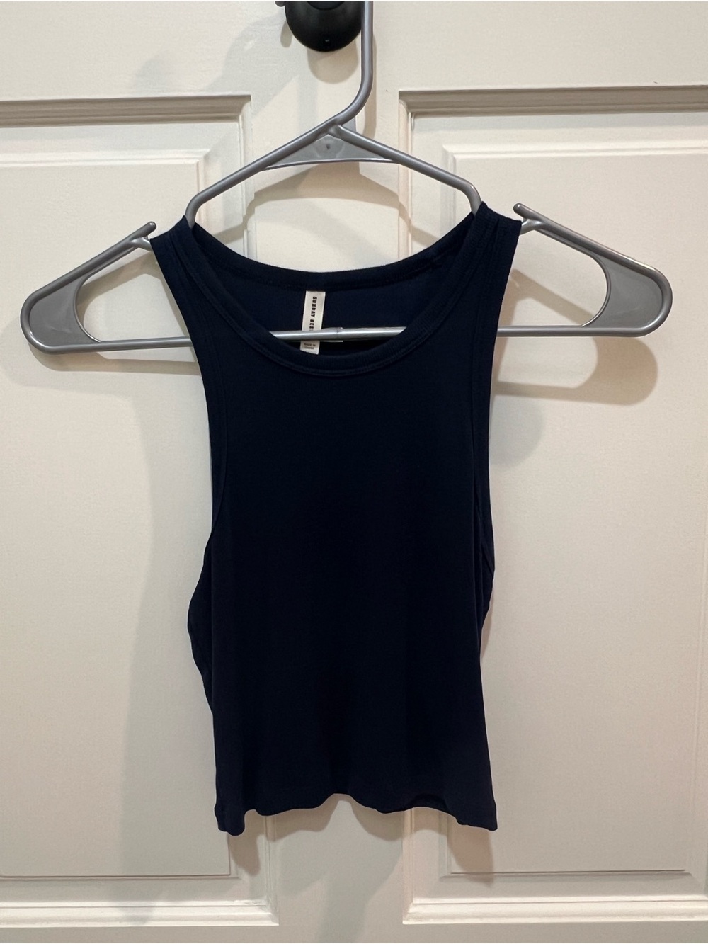 Aritzia Sunday Best Navy Blue Ribbed Tank Top